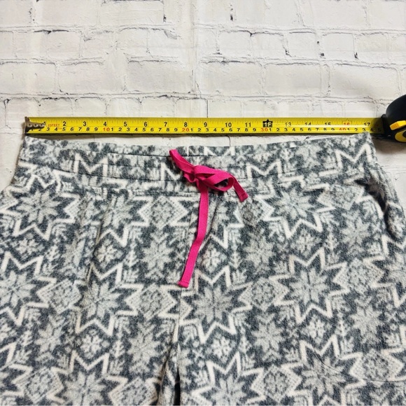 Cuddl Duds Womens Fleece Jogger Pajama Pant L Snowflake Gray Lounge Cozy Soft - Picture 6 of 9